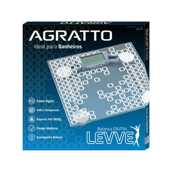 BALANCA 180KG LEVVE BL-04 VIDRO CAPACIDADE 03 AGRATTO