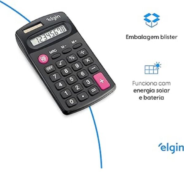 CALCULADORA 8 DIGITOS CB1485 PRETA SOLAR ELGIN CALCULADORA 8 DIGITOS CB1485 PRETA SOLAR ELGIN