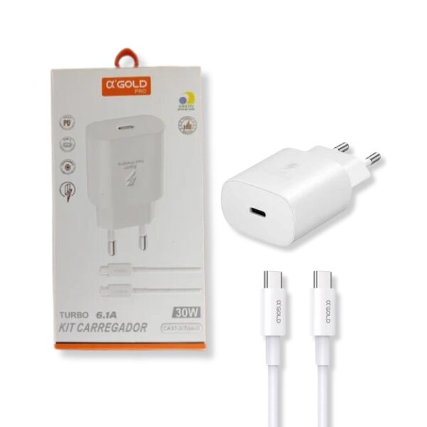 CARREGADOR USB C TIPO C PD 30W TURBO AGOLD CA37-3