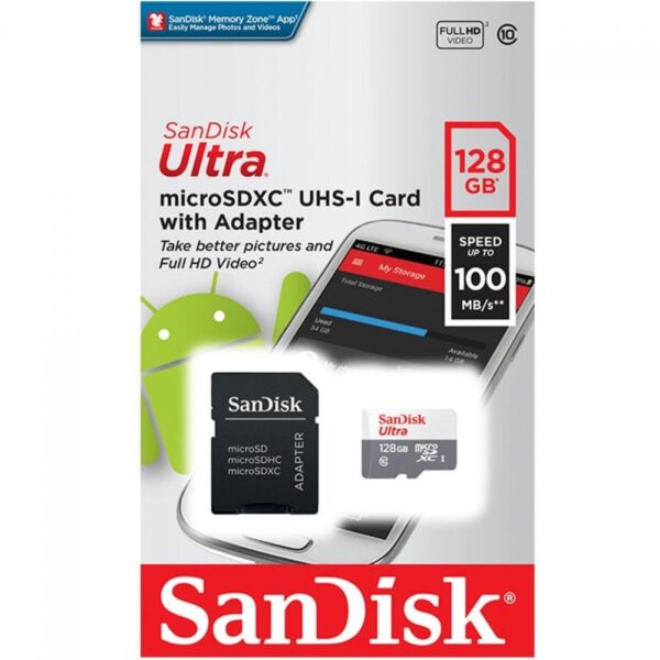 CARTAO DE MEMORIA 128GB SANDISK ULTRA 100MB/S SDSQUNR-128G-GN3MA CARTAO DE MEMORIA 128GB SANDISK ULTRA 100MB/S SDSQUNR-128G-GN3MA