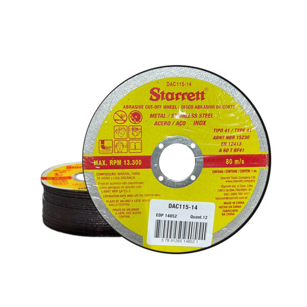 DISCO CORTE AÇO INOX 4.1''/2X3/64''X7/8'' STARRETT DISCO CORTE AÇO INOX 4.1''/2X3/64''X7/8'' STARRETT