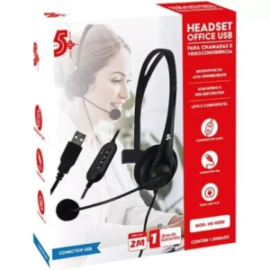 FONE HEADSET OFFICE PARA TELEFONE E PC COM CONECTOR USB HS-100U 5+