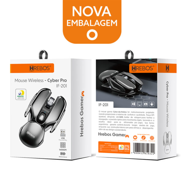 MOUSE SEM FIO CYBER PRO 1600DPI IF-201 IF-200 HREBOS MOUSE SEM FIO CYBER PRO 1600DPI IF-201 IF-200 HREBOS