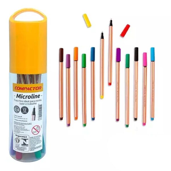 CANETA COMPACTOR MICROLINE 0.4MM SORTIDAS CANETA TRACO FINO CANETA COMPACTOR MICROLINE 0.4MM SORTIDAS CANETA TRACO FINO