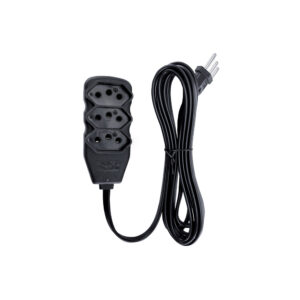 EXTENSAO 3 METROS 3 TOMADAS 10A SLIM TRIPOLAR PRETO BIVOLT FORCE LINE