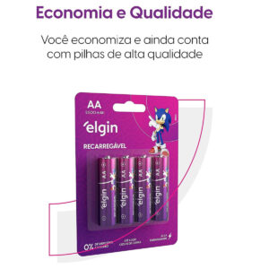 PILHA RECARREGAVEL AA-2500MAH 1.2V ELGIN BLISTER C/4