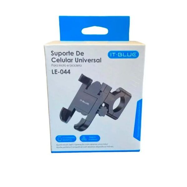 SUPORTE CELULAR UNIVERSAL PARA MOTO E BICICLETA IT-BLUE LE-044 SUPORTE CELULAR UNIVERSAL PARA MOTO E BICICLETA IT-BLUE LE-044