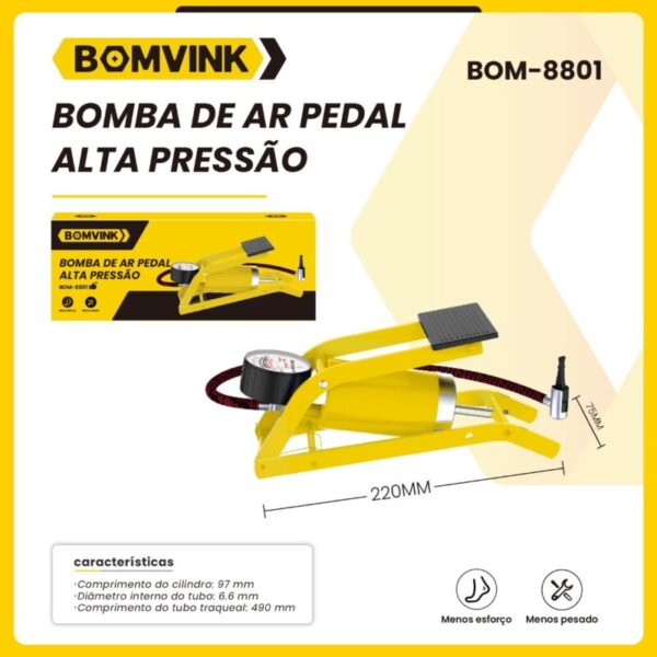 BOMBA DE AR PEDAL ALTA PRESSAO MULITUSO BOM-8801 BOMVINK BOMBA DE AR PEDAL ALTA PRESSAO MULITUSO BOM-8801 BOMVINK