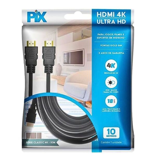CABO HDMI 5MT 4K ULTRA HD 3D 2.0 19P GOLD 5 METROS PIX COD: 018-2225 CABO HDMI 5MT 4K ULTRA HD 3D 2.0 19P GOLD 5 METROS PIX COD: 018-2225