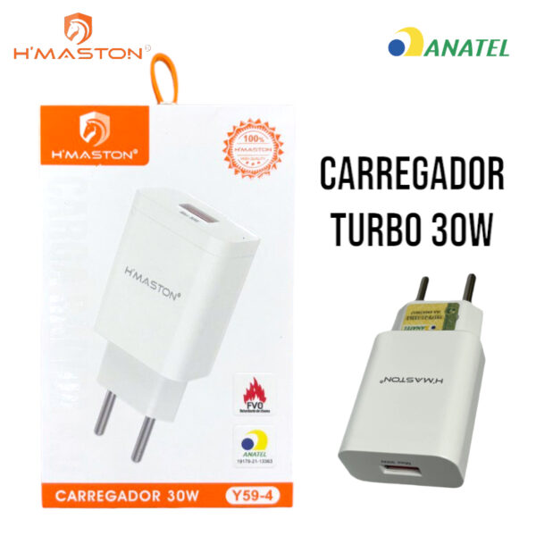 CARREGADOR USB LIGHTNING 30W TURBO Y59-2 H MASTON