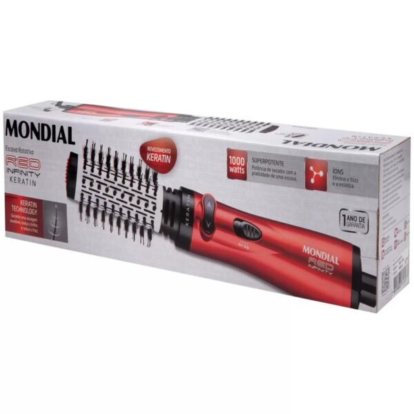 ESCOVA ROTATIVA MONDIAL 1000W ER-11-KR RED INFINITY KERATIN 220V ESCOVA ROTATIVA MONDIAL 1000W ER-11-KR RED INFINITY KERATIN 220V