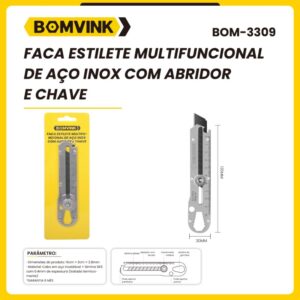 ESTILETE RETRÁTIL INOX MULTIFUNCIONAL BOM-3309 BOMVINK