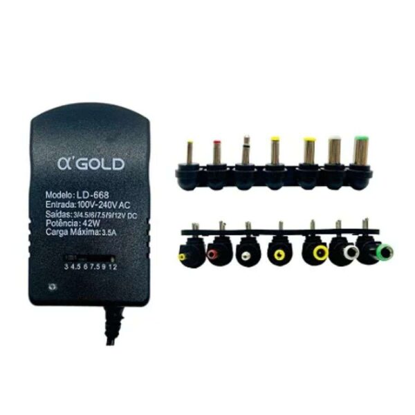 FONTE DE ALIMENTAÇÃO UNIVERSAL 7 PINOS 3-12V 42W ENTRADA 100V-240V LD-668 AGOLD