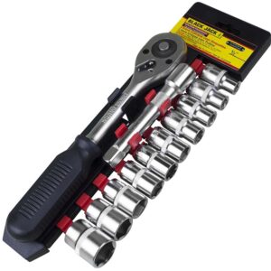 JOGO DE CHAVE CATRACA 1/4'' COM 12 SOQUETES E ALONGADOR BT-435 B-TEK