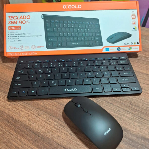 KIT TECLADO E MOUSE SEM FIO TCD-02 AGOLD PLUS