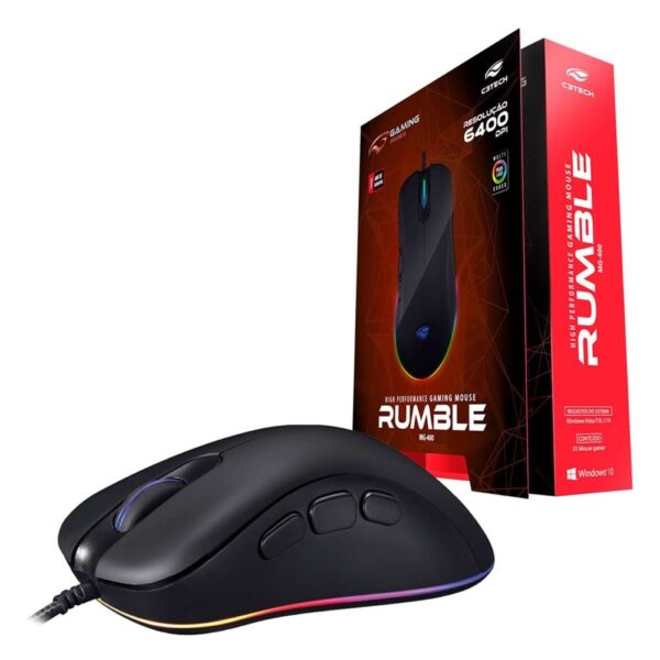 MOUSE GAMER USB RUMBLE MG-400BK C3TEC LED RGB 6400DPI MOUSE GAMER USB RUMBLE MG-400BK C3TEC LED RGB 6400DPI
