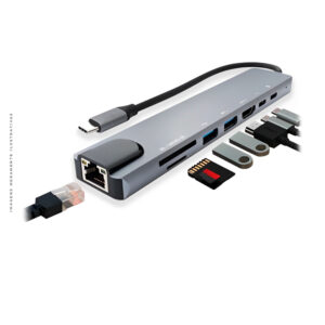 SWITCH USB C 8 PORTAS HUB USB-C 8X1 USB C/USB/ HDMI/SD/RJ45 PEINING PEI-HUB08