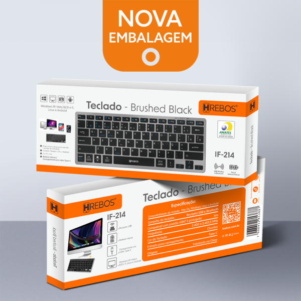 TECLADO BLUETOOTH RECARREGÁVEL COMPACTO LYRA KF-607 HREBOS PREMIUM TECLADO BLUETOOTH RECARREGÁVEL COMPACTO LYRA KF-607 HREBOS PREMIUM