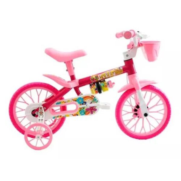 BICICLETA ARO 12 FEMININA FLOWER ROSA/BRANCO LILLY COM RODINHA 03 NATHOR BICICLETA ARO 12 FEMININA FLOWER ROSA/BRANCO LILLY COM RODINHA 03 NATHOR