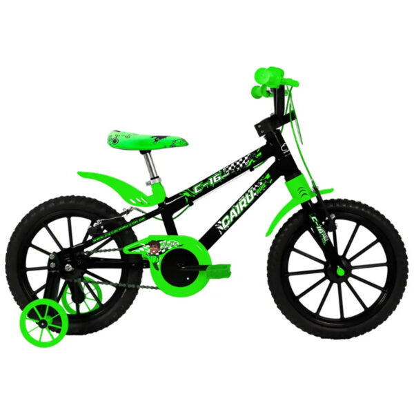 BICICLETA ARO 16'' MTB MASCULINA RACER KIDS PRETO/VERDE CAIRU BICICLETA ARO 16'' MTB MASCULINA RACER KIDS PRETO/VERDE CAIRU
