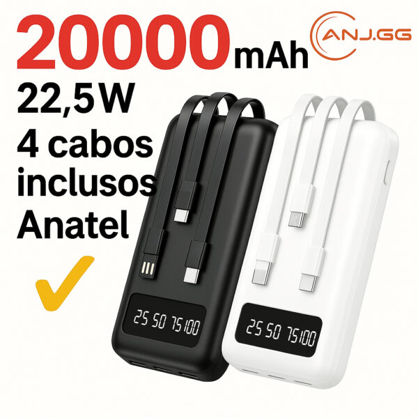 CARREGADOR PORTATIL 20000MAH 22,5W POWER BANK 4 SAIDAS YD41 H MASTON CARREGADOR PORTATIL 20000MAH 22,5W POWER BANK 4 SAIDAS YD41 H MASTON