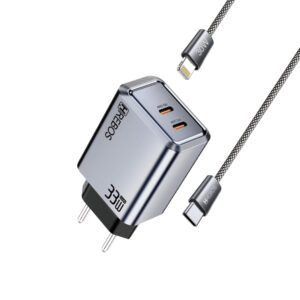 CARREGADOR USB C LIGHTNIG SAIDA DUPLA 30W FLUXION CHARGE CRG-261CI HREBOS