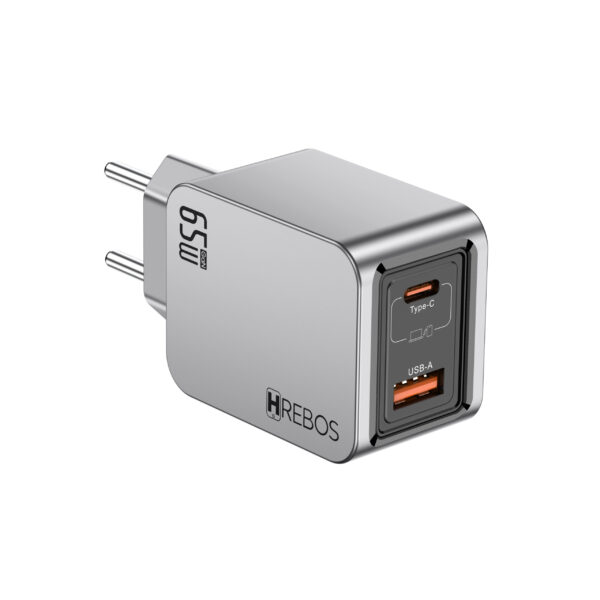 CARREGADOR USB + USB C TIPO C 65W BLINK CHARGE CRG-387CC HREBOS PREMIUM