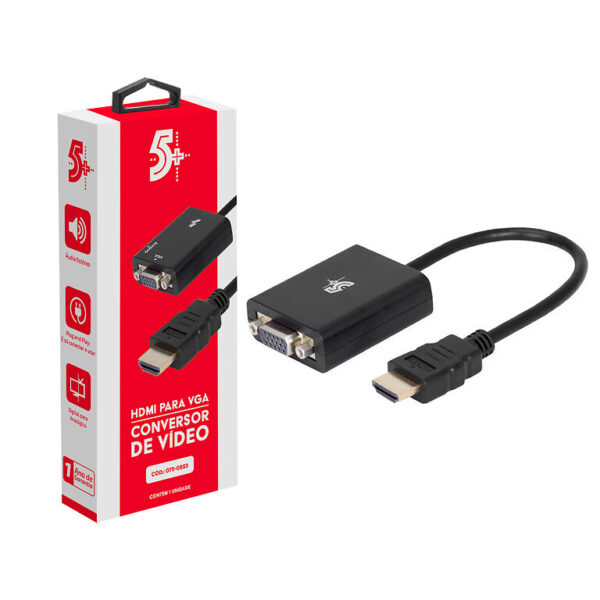 CONVERSOR DE VIDEO HDMI PARA VGA SAIDA RL COM CABO P2ST 5+ 075-0823 CONVERSOR DE VIDEO HDMI PARA VGA SAIDA RL COM CABO P2ST 5+ 075-0823