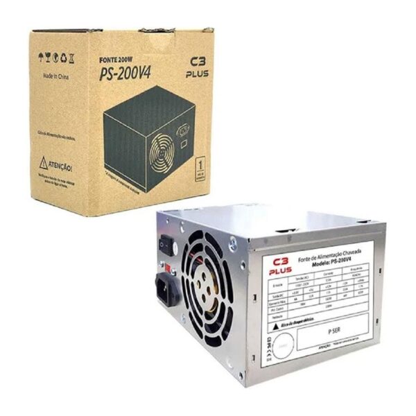 FONTE DE ALIMENTACAO C3TECH ATX 200W PS200V4 SEM CABO FONTE DE ALIMENTACAO C3TECH ATX 200W PS200V4 SEM CABO