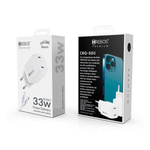 FONTE USB C 30W AURON CHARGE CRG-364 HREBOS PREMIUM