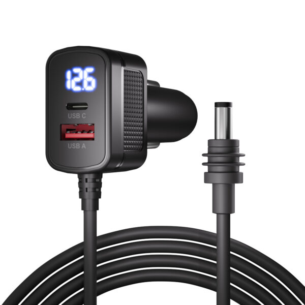 FONTE VEICULAR DC BOST PARA STARLINK 3 METROS PINO 3MM COM VOLTIMETRO SAIDA USB/USB C MSL-032 TOMATE