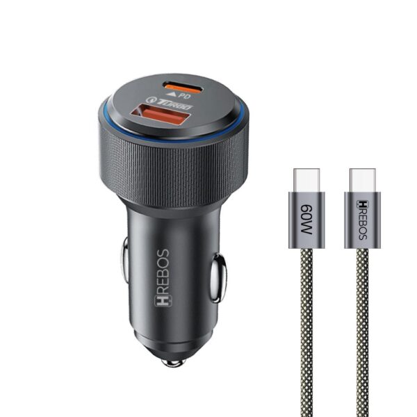 FONTE VEICULAR USB C SAIDA DUPLA 60W AUTO CHARGE PRO CRV-209 HREBOS