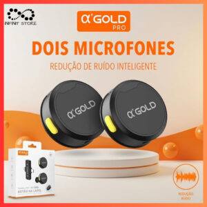 MICROFONE DE LAPELA 2 EM 1 LIGHTNING E TIPO C MCF-38 COM 2 MICROFONES SEM FIO AGOLD