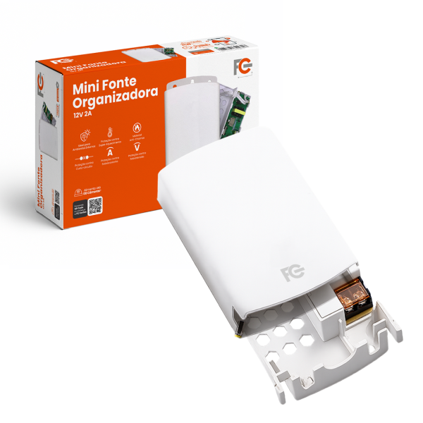 MINI FONTE ORGANIZADORA PARA AMBIENTE EXTERNO 12V 2A 24W FC MINI FONTE ORGANIZADORA PARA AMBIENTE EXTERNO 12V 2A 24W FC
