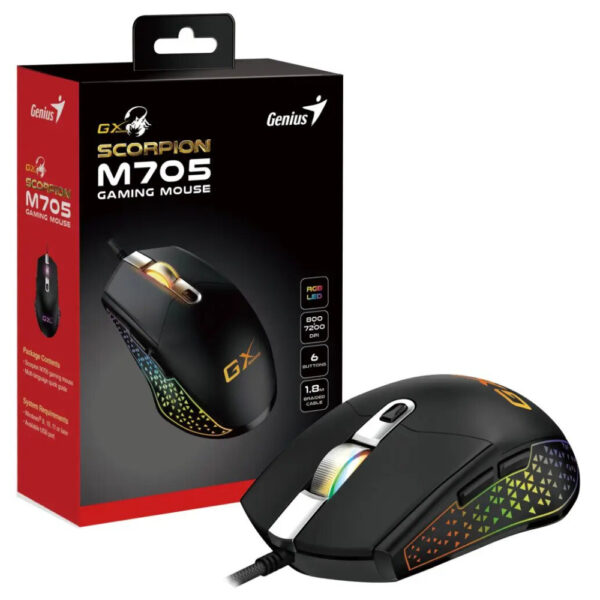 MOUSE GAMER USB SCORPION 800 A 7200DPI RGB M705 GENIUS MOUSE GAMER USB SCORPION 800 A 7200DPI RGB M705 GENIUS