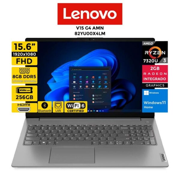 NOTEBOOK 15.6'' LENOVO V15 G4 8GB 256GB FHD/AMD RYZEN R3-7320U/FREEDOS NOTEBOOK 15.6'' LENOVO V15 G4 8GB 256GB FHD/AMD RYZEN R3-7320U/FREEDOS