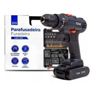 PARAFUSADEIRA E FURADEIRA 21V COM DUAS BATERIAS LWJ-275 COM IMPACTO LUATEK