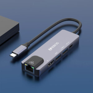 SWITCH USB C 5 EM 1 DOCK STATION MULTIFUNCIONAL HUB USB/HDMI/VGA/P2/PD HS-225 HREBOS
