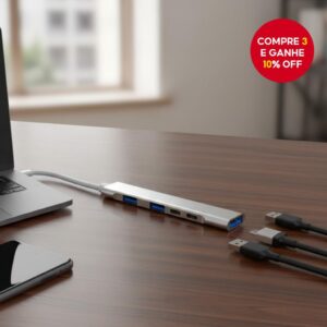 SWITCH USB C 5 PORTAS HUB USB-C 5X1 USB C/USB/RJ45 PEI-HUB14 PEINING