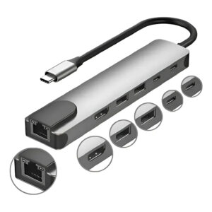 SWITCH USB C 6 PORTAS HUB USB-C 6X1 USB C/USB/ HDMI/SD PEINING PEI-HUB06