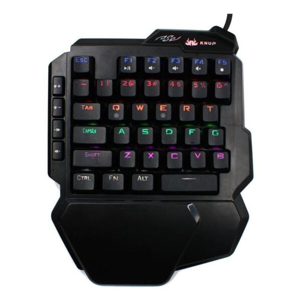 TECLADO GAMER MECANICO SINGLE HAND ILUMINAÇÃO RAINBOW KP-2062 KNUP