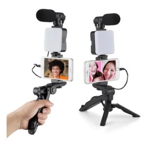 TRIPE DE CELULAR COM MICROFONE PARA GRAVA&Ccedil;&Atilde;O DE VIDEO LED49R MTG-3333 TOMATE