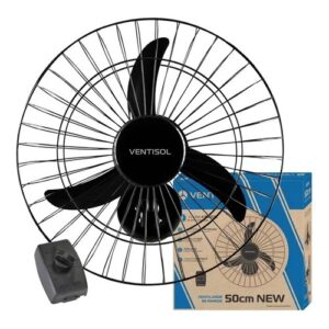 VENTILADOR OSCILANTE DE PAREDE 130W 50CM NEW PRETO 220V VENTISOL