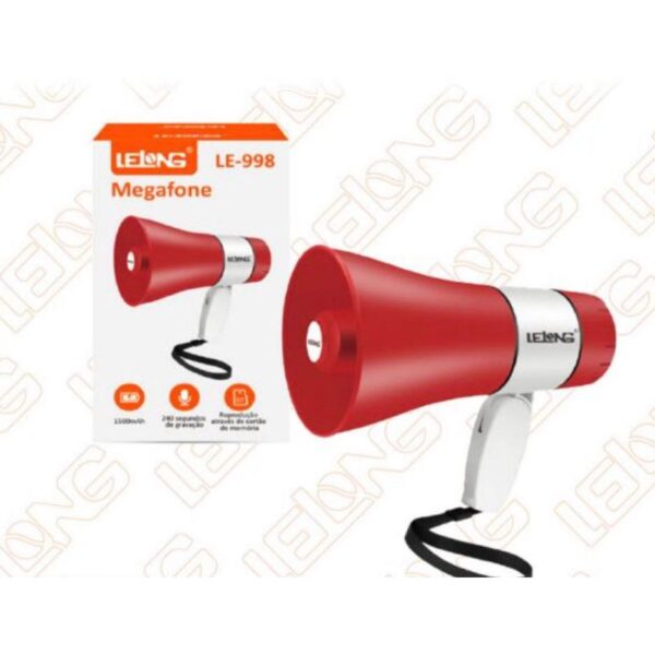 MEGAFONE E GRAVADOR DE AUDIO RECARREGÁVEL LE-998 LELONG