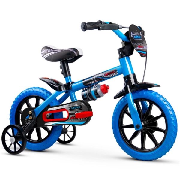 BICICLETA ARO 12 MASCULINA VELOZ AZUL COM RODINHA NATHOR BICICLETA ARO 12 MASCULINA VELOZ AZUL COM RODINHA NATHOR
