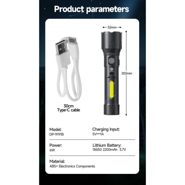 LANTERNA 1 LED RECARREGAVEL LED TORCH DP-9191A DP LANTERNA 1 LED RECARREGAVEL LED TORCH DP-9191A DP