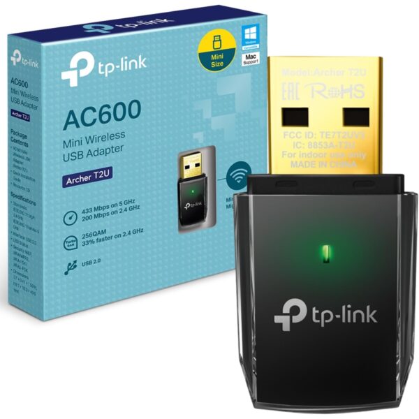 ADAPTADOR WIFI USB AC600 ARCHER T2U DUAL BAND TP LINK MINI SIZE ADAPTADOR WIFI USB AC600 ARCHER T2U DUAL BAND TP LINK MINI SIZE