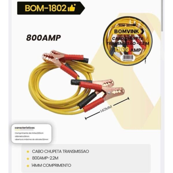 CABO CHUPETA PARA BATERIA 800AMP 2.5 METROS BOM-1802 BOMVINK