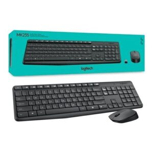KIT MOUSE E TECLADO LOGITECH MK235 SEM FIO PRETO
