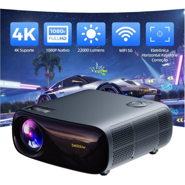 PROJETOR SMART PORTÁTIL 4K 1080P DUAL BAND WI-FI 2.4G/5G 130” PGT-HY320 AGOLD